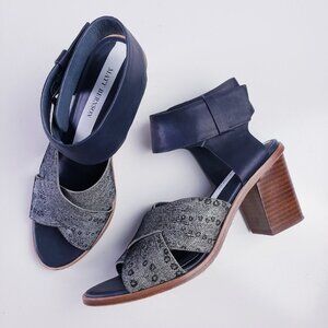 Matt Bernson Women's Size 7 Navy Blue Dia Block Heel Sandal Ankle Strap